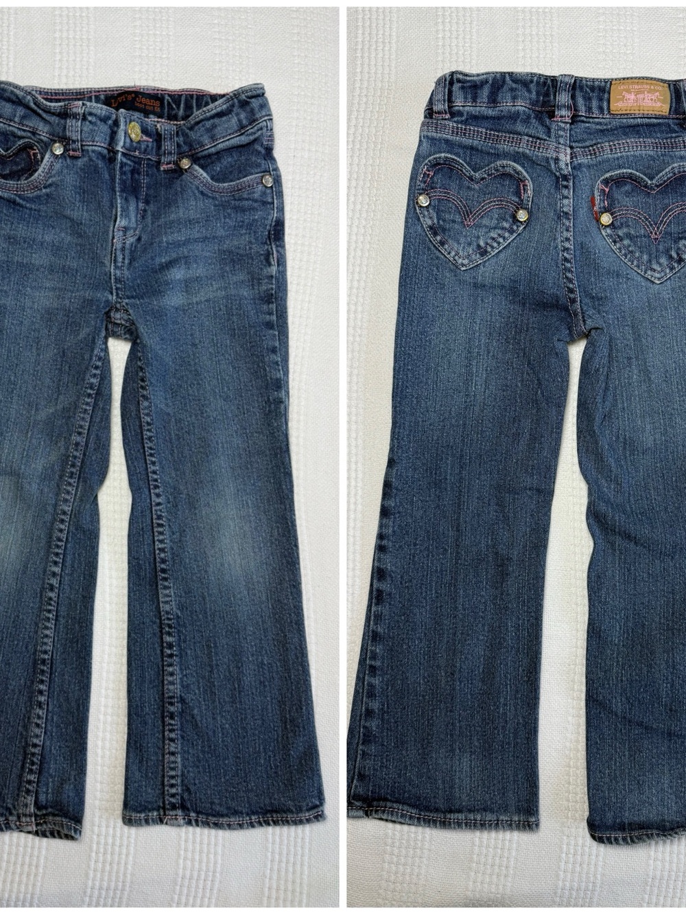 Levi's Girls Heart Pocket Bootcut Jeans Size 5 Regular Fit Denim Medium Wash